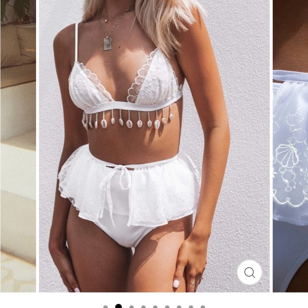 HerPony The Label Brand Oceana Angel Jingle Bra & Boop Skirt Set In White-Sz 14